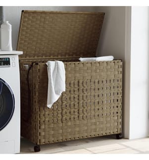 Wäschekorb mit Rollen 66x35x60 cm Rattan