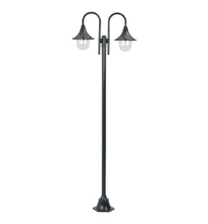 Garten-Pollerleuchte E27 220 cm Aluminium 2-Laterne Dunkelgrün