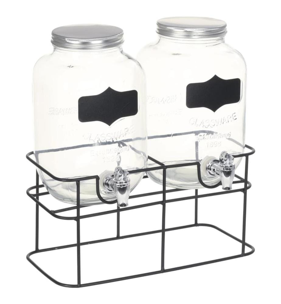 Getränkespender 2 Stk. mit Ständer 2 x 4 L Glas