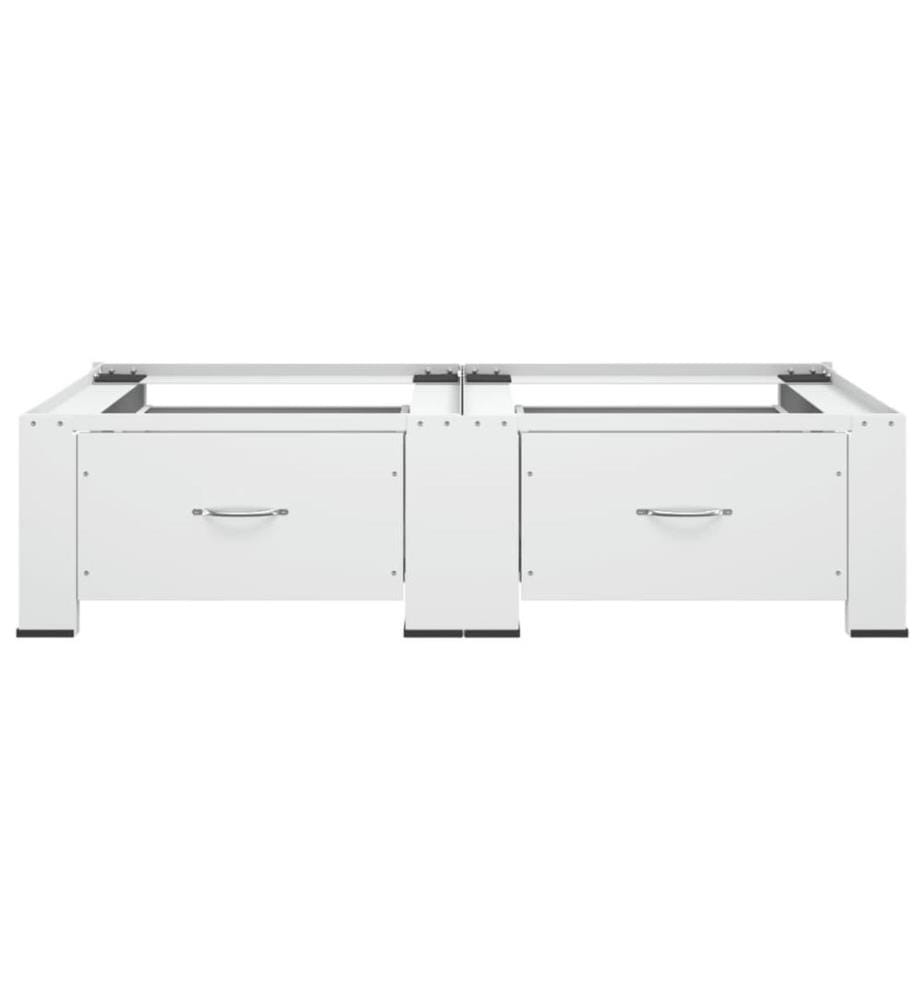 Socle double pour lave-linge et sèche-linge avec tiroirs Blanc