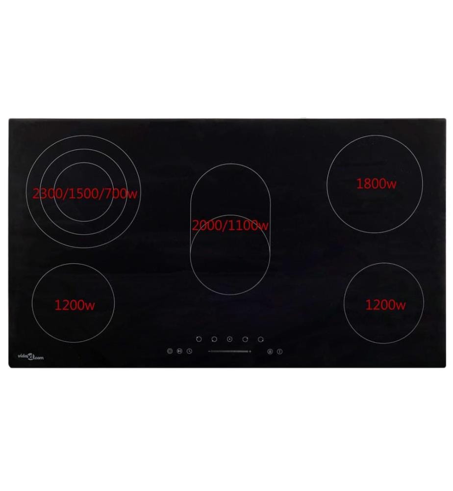 Glaskeramik-Kochfeld mit 5 Platten Touch Control 77 cm 8500 W