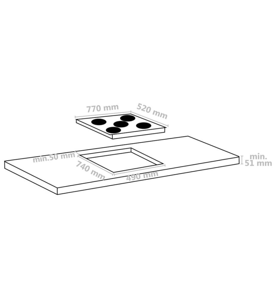 Glaskeramik-Kochfeld mit 5 Platten Touch Control 77 cm 8500 W