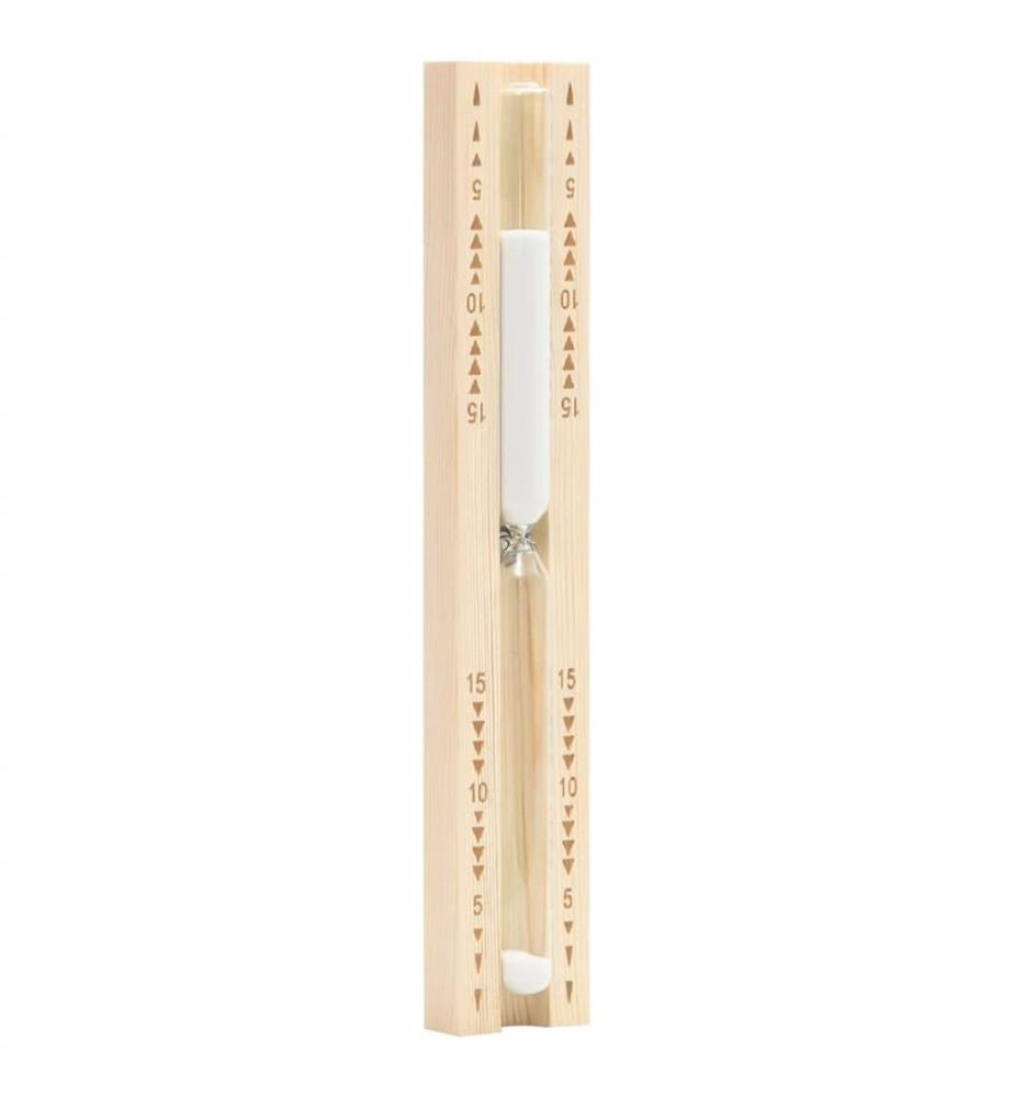 Minuterie à sable pour sauna 15 minutes Bois massif de pin