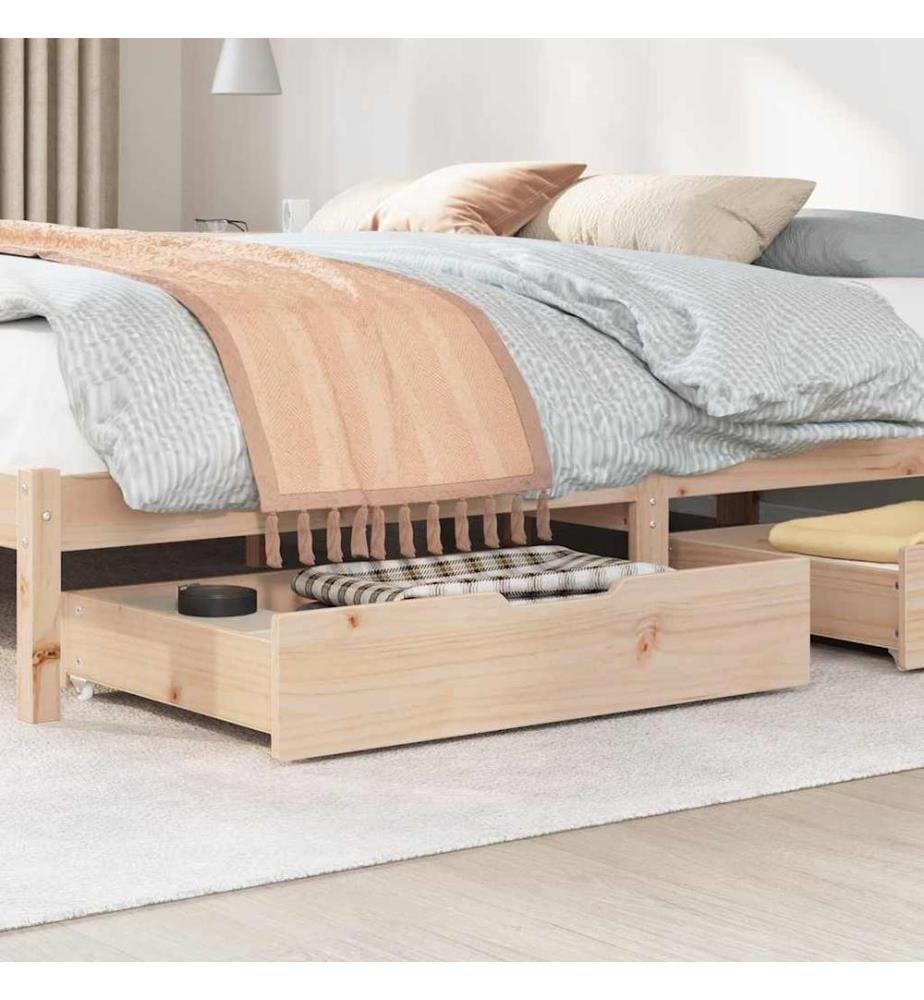 Tiroirs sous le lit avec roulettes 2 pcs 80x55x17 cm pin massif