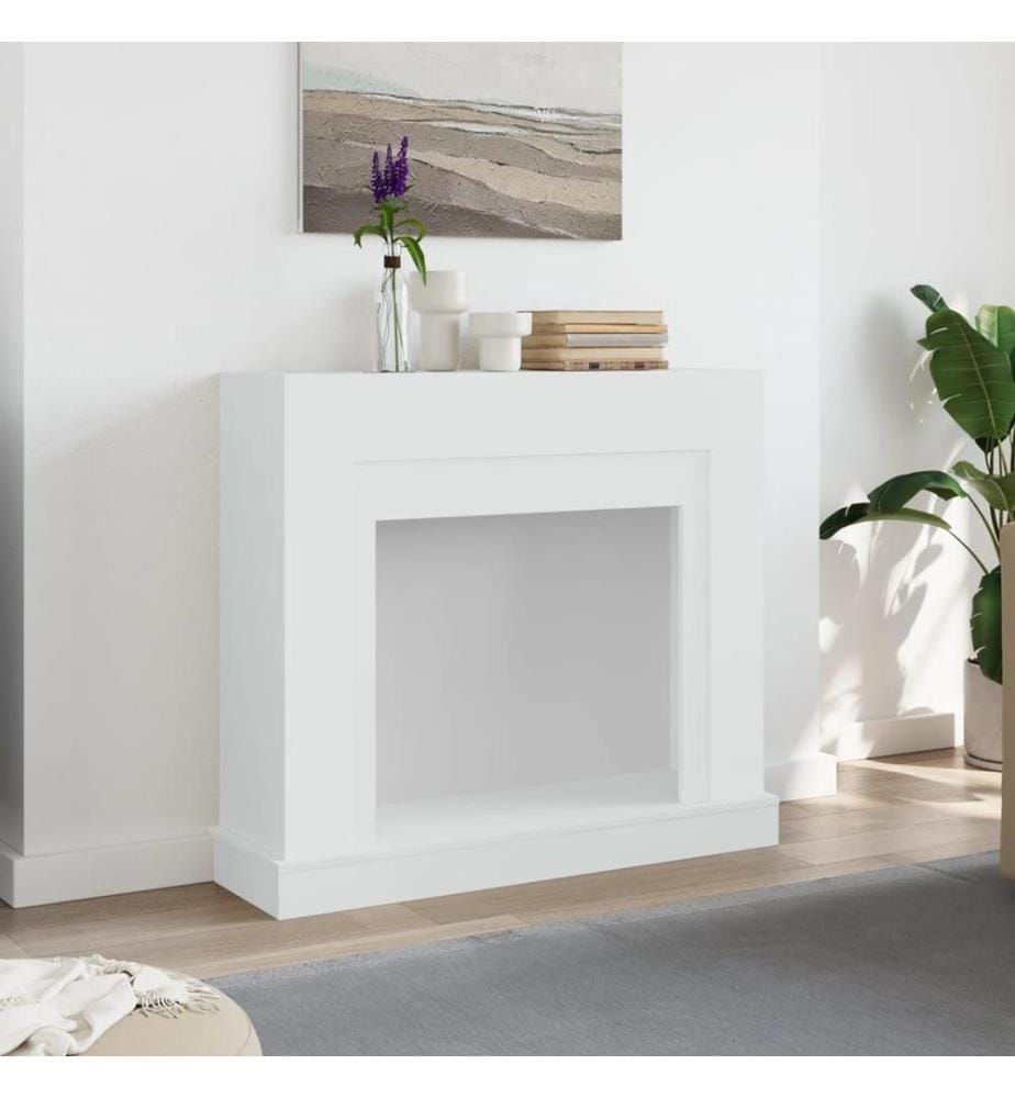 Cadre de cheminée blanc 100x30x87,5 cm bois d'ingénierie