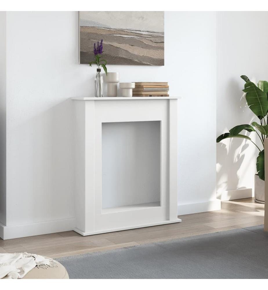 Cadre de cheminée blanc 75x20x87,5 cm bois d'ingénierie