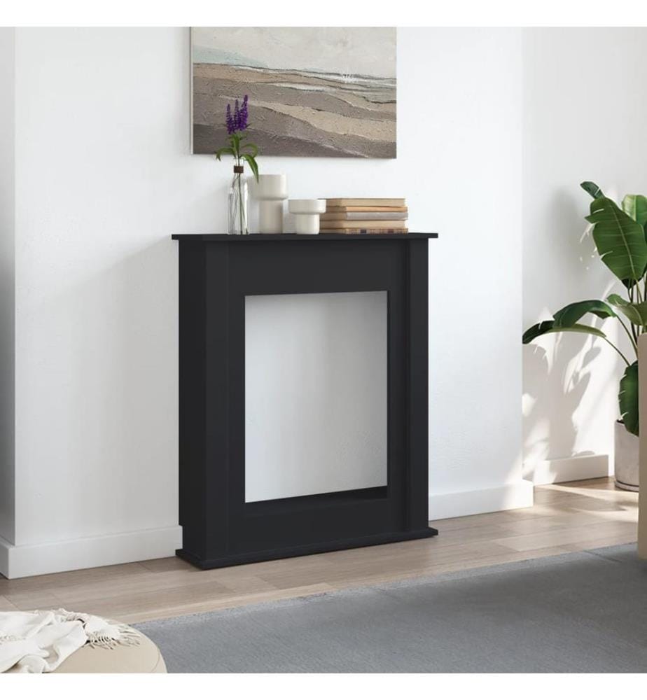 Cadre de cheminée noir 75x20x87,5 cm bois d'ingénierie