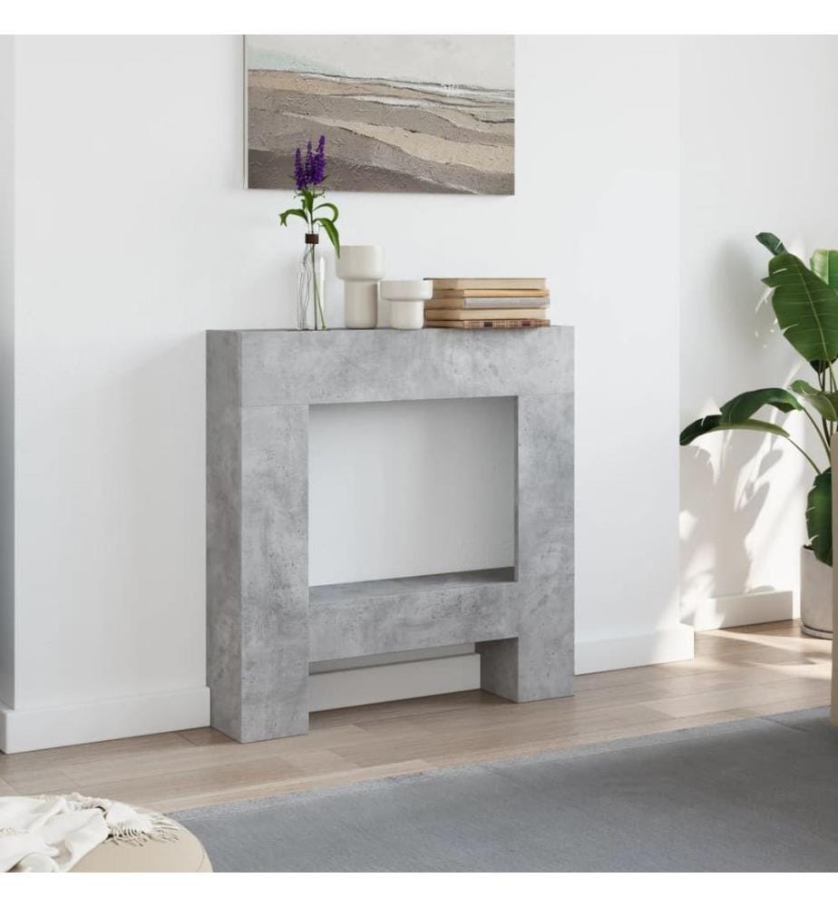 Cadre de cheminée gris béton 81x18x82 cm bois d'ingénierie