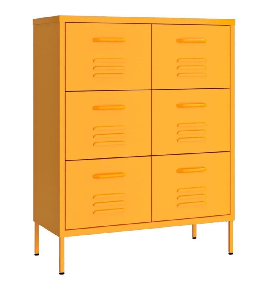 Schubladenschrank Senfgelb 80x35x101,5 cm Stahl