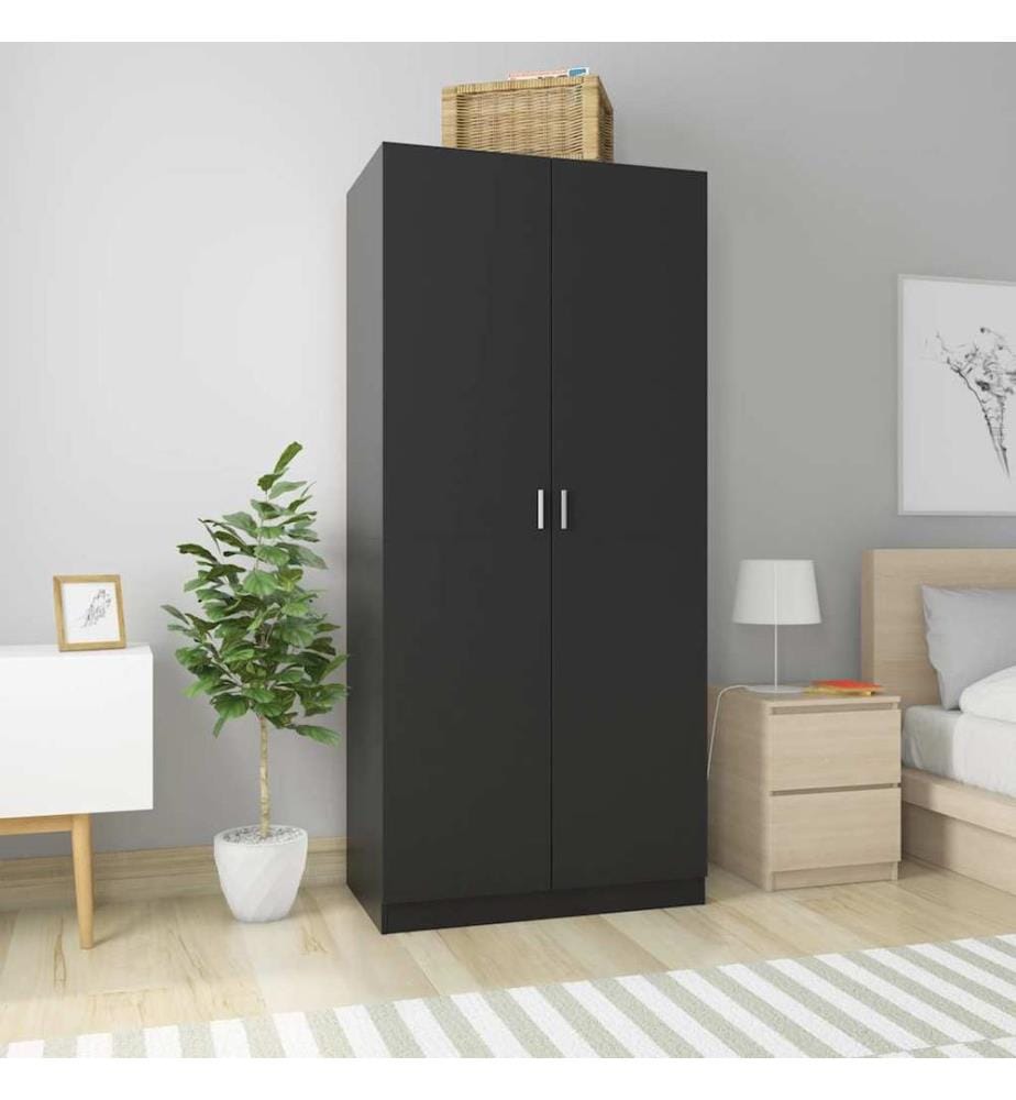 Kleiderschrank Schwarz 90x52x200 cm Holzwerkstoff