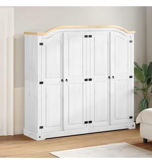 Kleiderschrank Corona Weiss 194x52x186 cm Massivholz Kiefer