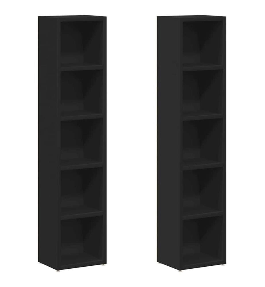 Armoires à CD 2 pcs Noir 21x16x93,5 cm Aggloméré