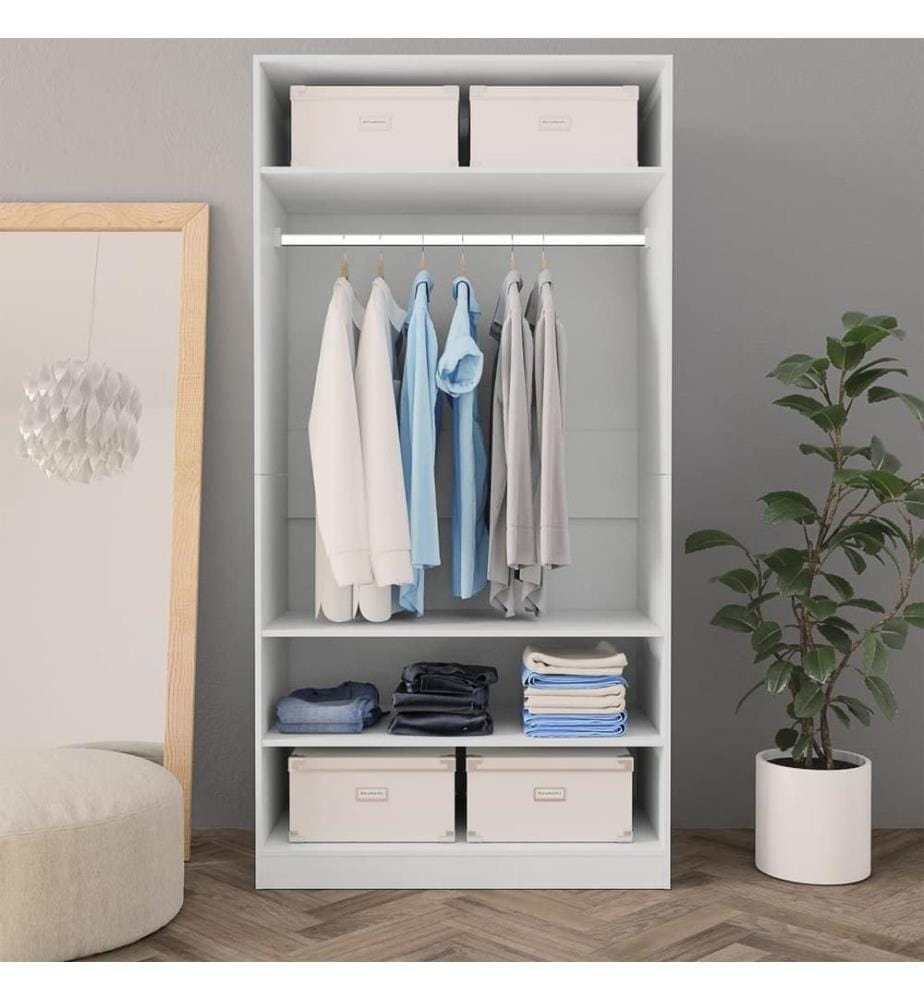 Kleiderschrank Weiss 100×50×200 cm Holzwerkstoff