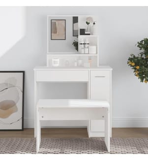 Coiffeuse avec miroir blanc 86,5x35x136 cm