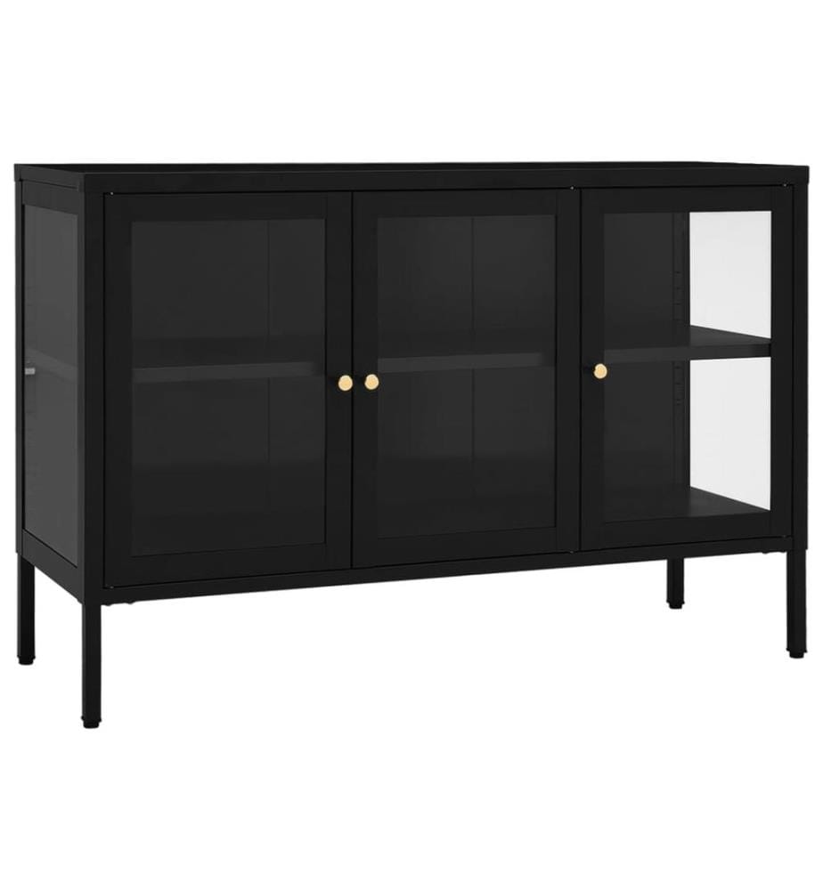 Sideboard Schwarz 70x35x70 cm Stahl und Glas