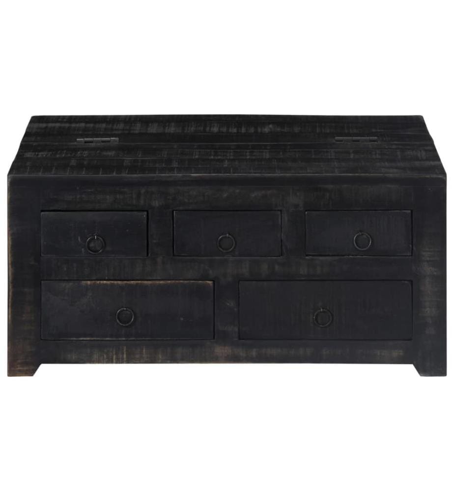Couchtisch Schwarz 65x65x30 cm Massivholz Mango