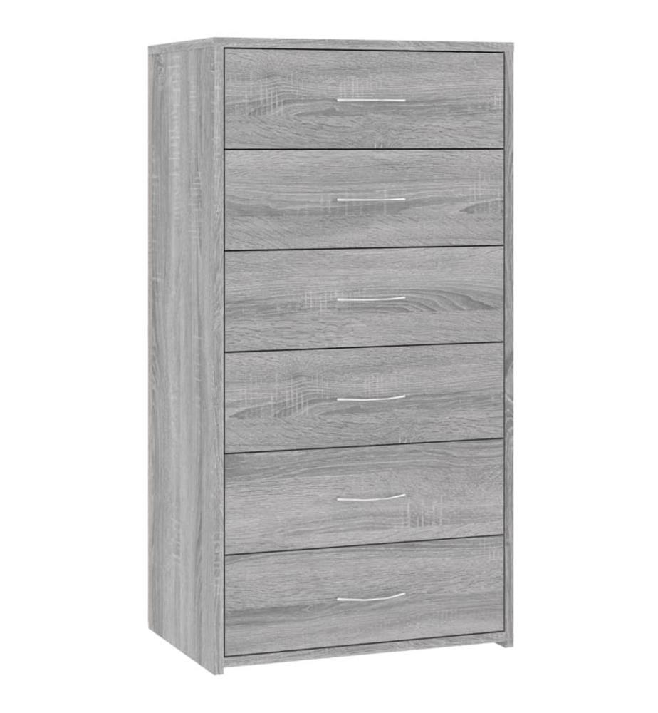 Sideboard mit 6 Schubladen Grau Sonoma 50x34x96cm Holzwerkstoff