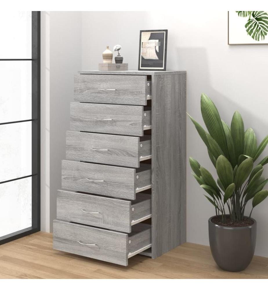 Sideboard mit 6 Schubladen Grau Sonoma 50x34x96cm Holzwerkstoff