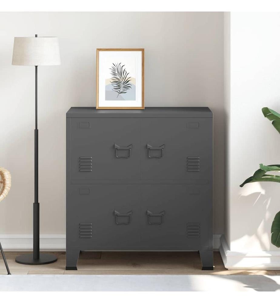 Coffre de rangement industriel Anthracite 75x40x80 cm Acier