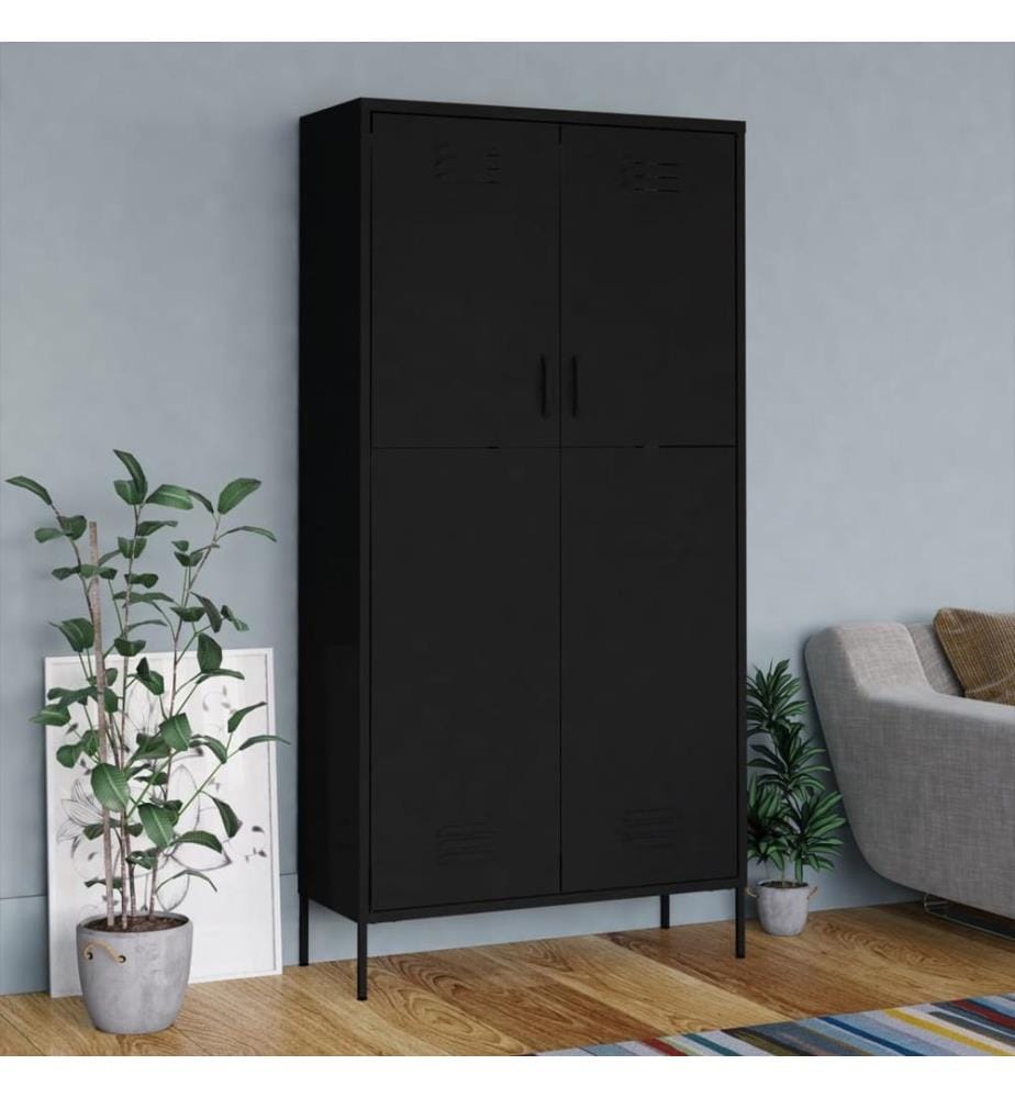Kleiderschrank Schwarz 90x50x180 cm Stahl