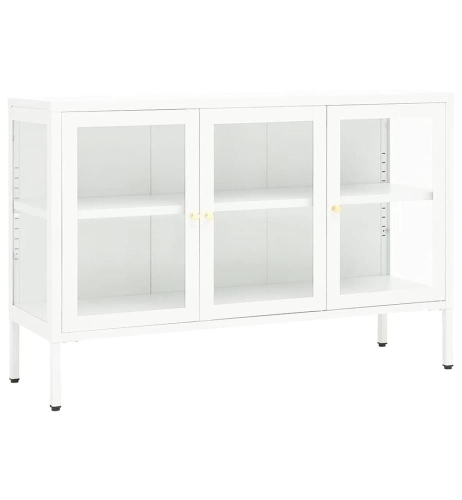 Sideboard Weiss 105x35x70 cm Stahl und Glas