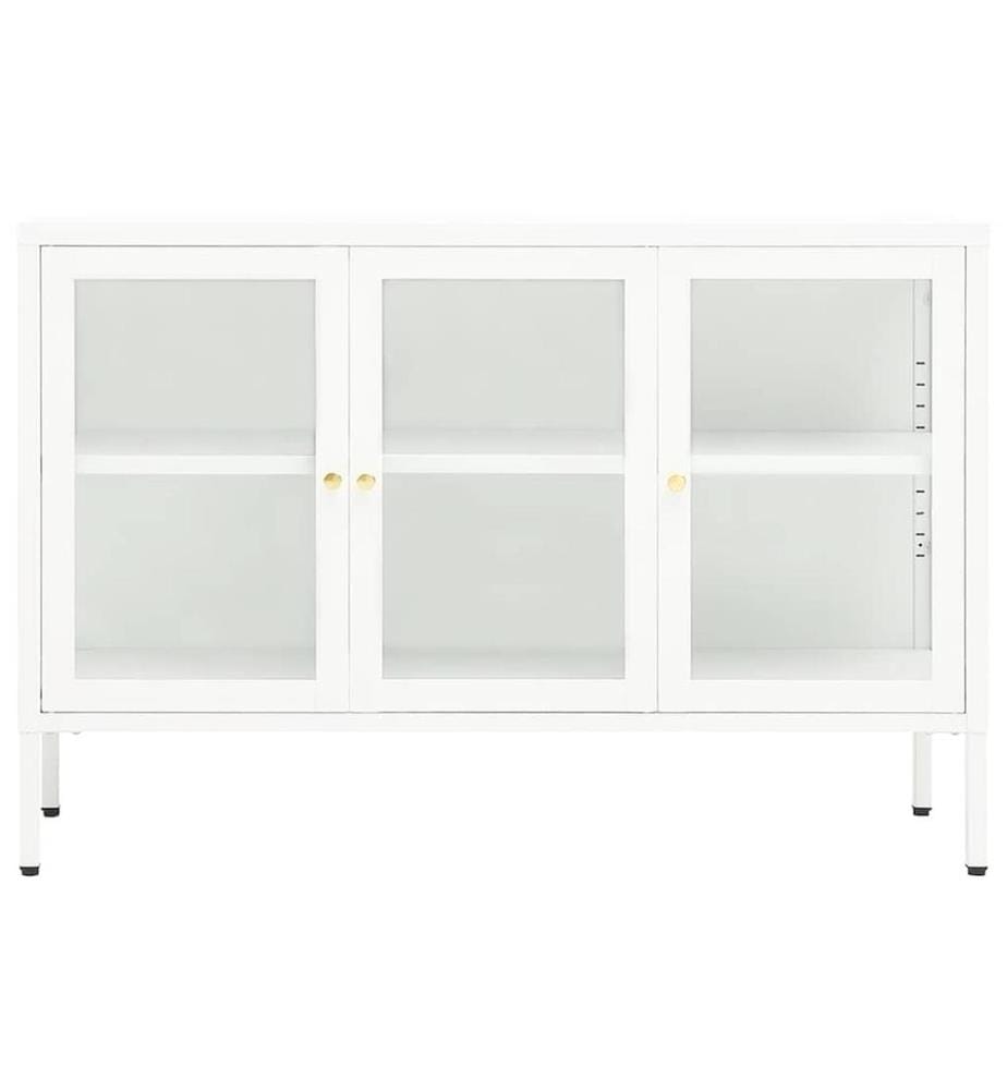Sideboard Weiss 105x35x70 cm Stahl und Glas