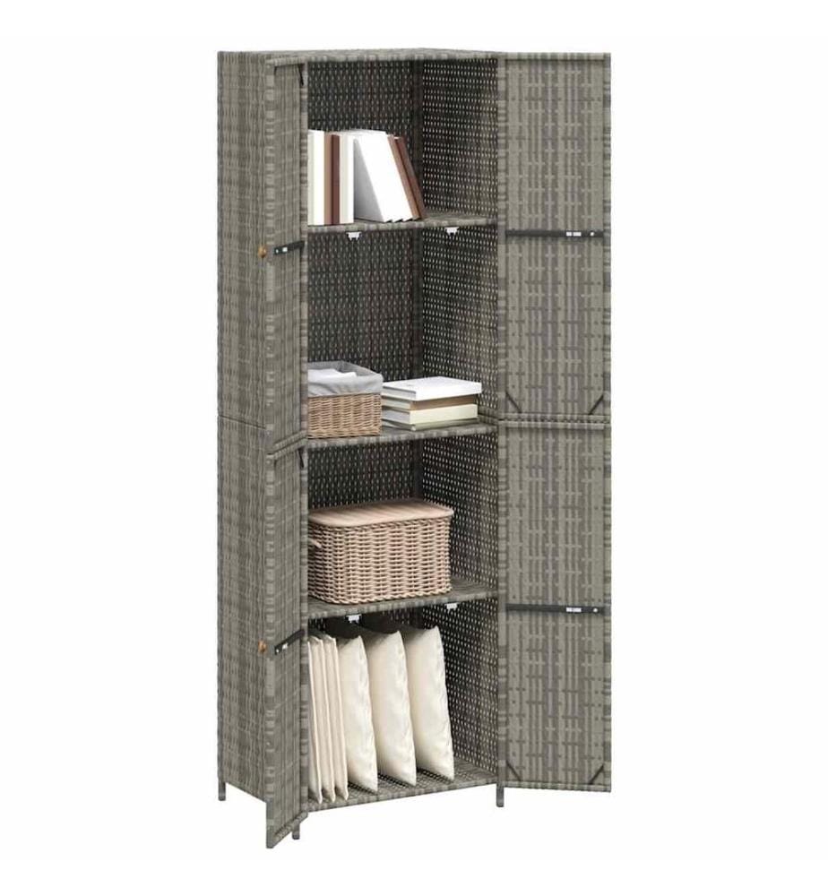 Gartenschrank Grau 59x40x180 cm Poly Rattan