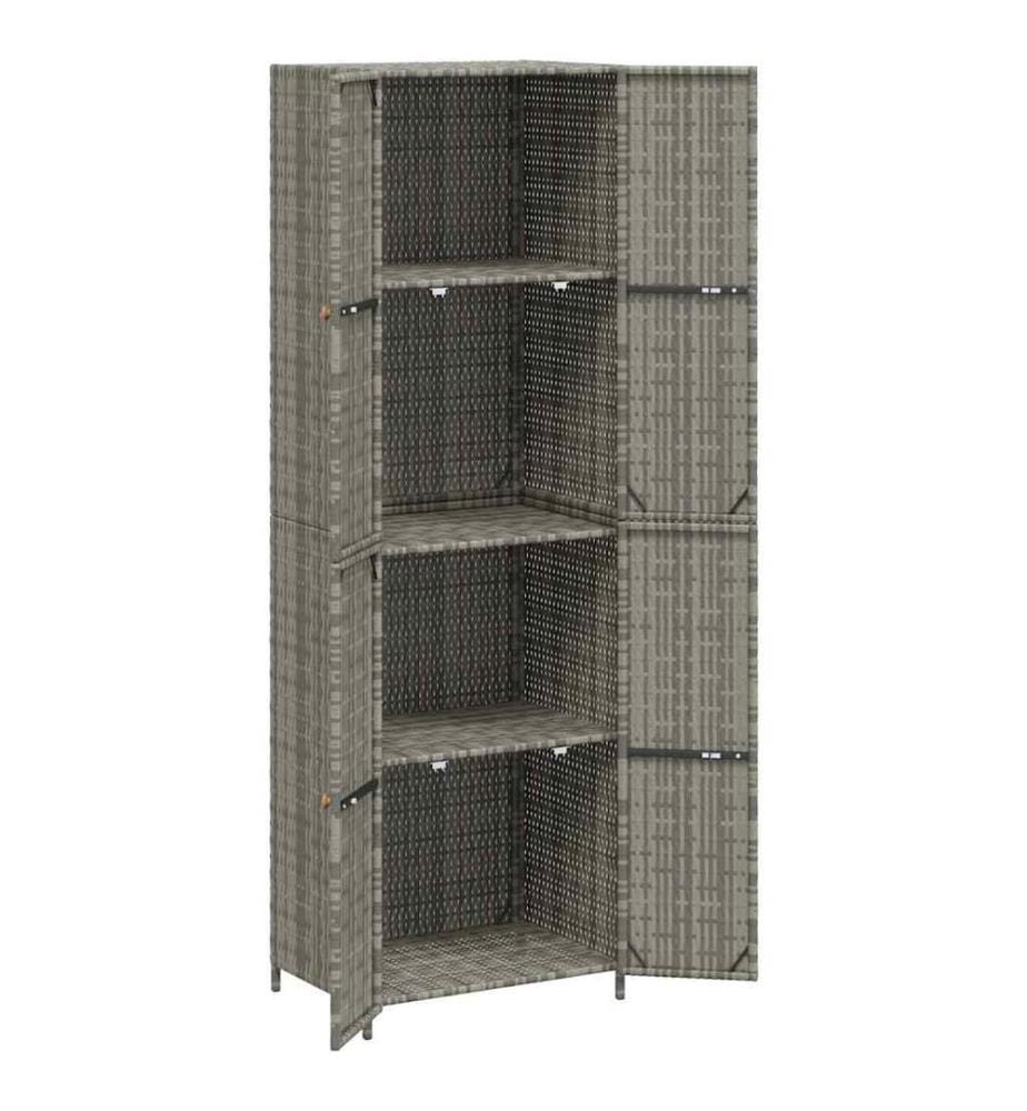 Gartenschrank Grau 59x40x180 cm Poly Rattan