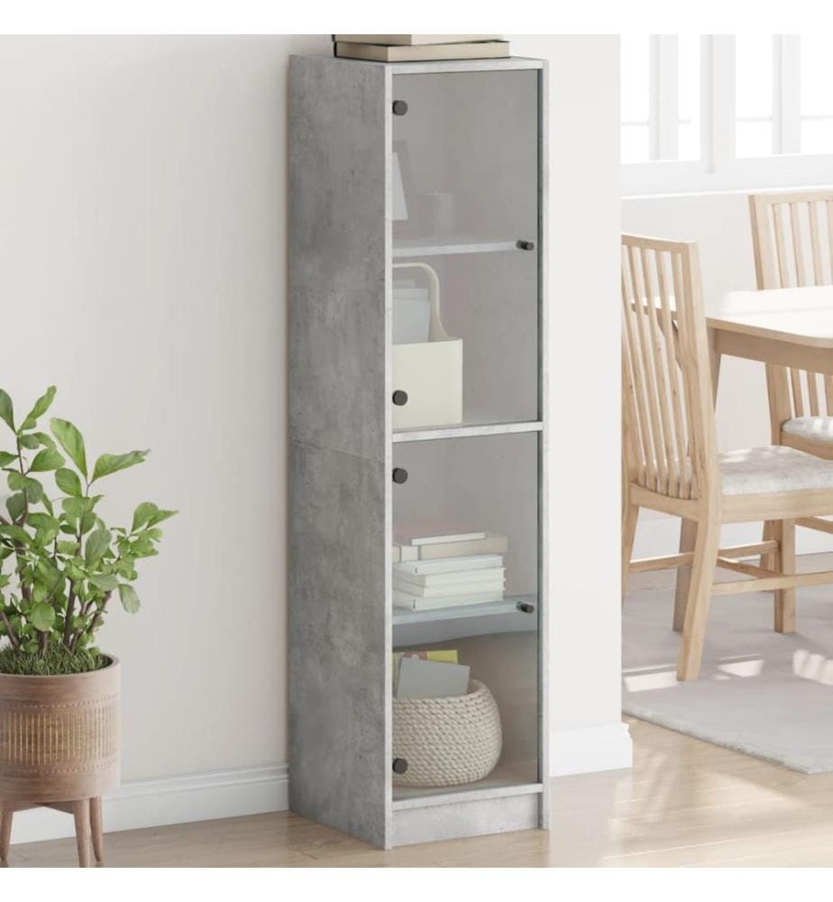 Highboard mit Glastüren Betongrau 35x37x142 cm