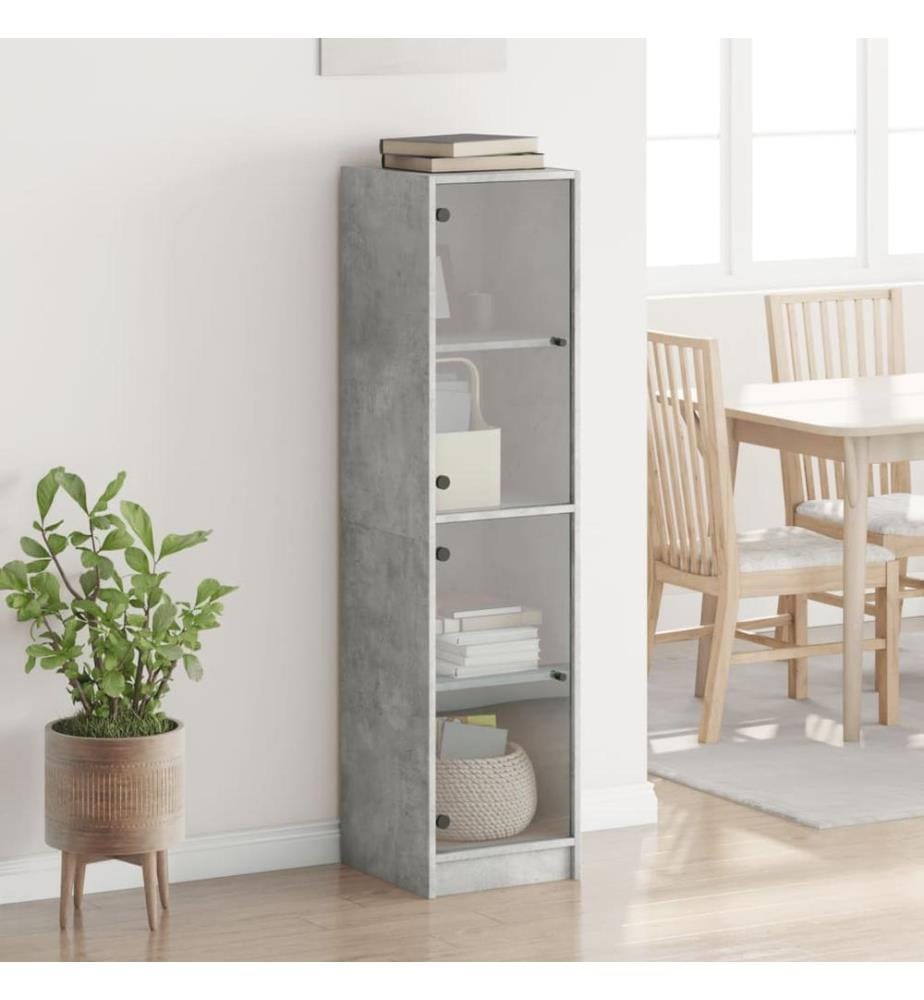 Highboard mit Glastüren Betongrau 35x37x142 cm