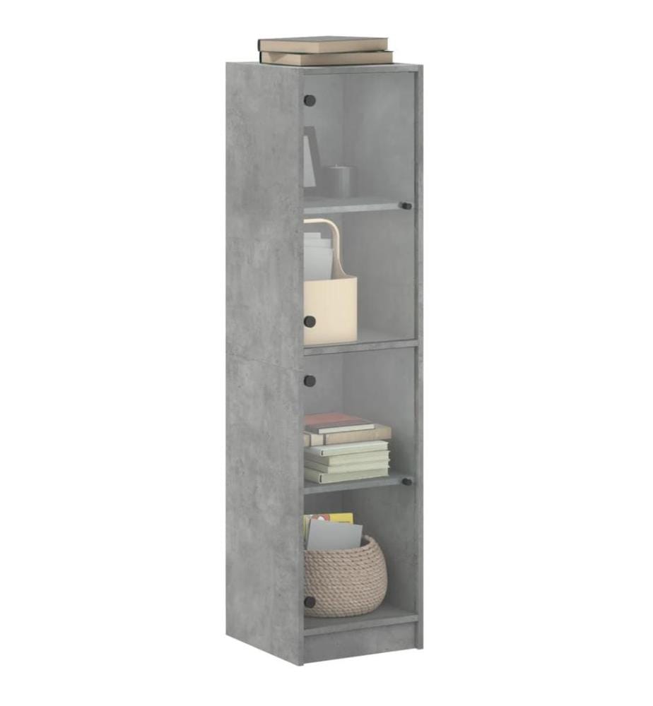 Highboard mit Glastüren Betongrau 35x37x142 cm