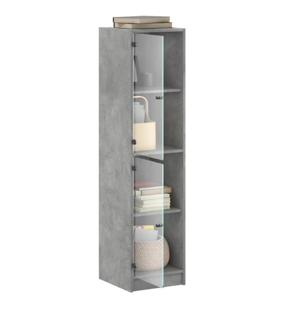 Highboard mit Glastüren Betongrau 35x37x142 cm