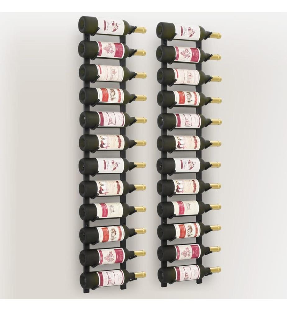 Wand-Weinregale für 12 Flaschen 2 Stk. Schwarz Eisen