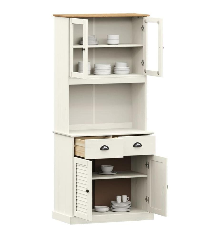 Buffet haut VIGO blanc 78x40x175 cm bois massif de pin