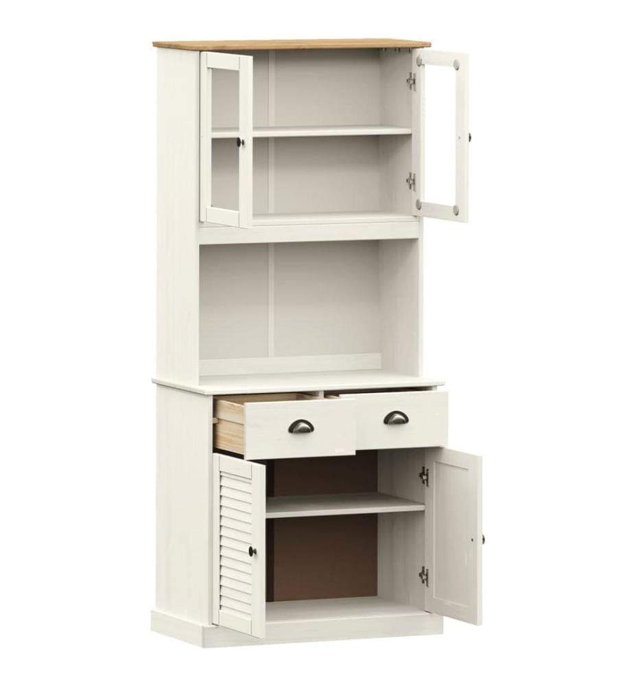 Buffet haut VIGO blanc 78x40x175 cm bois massif de pin