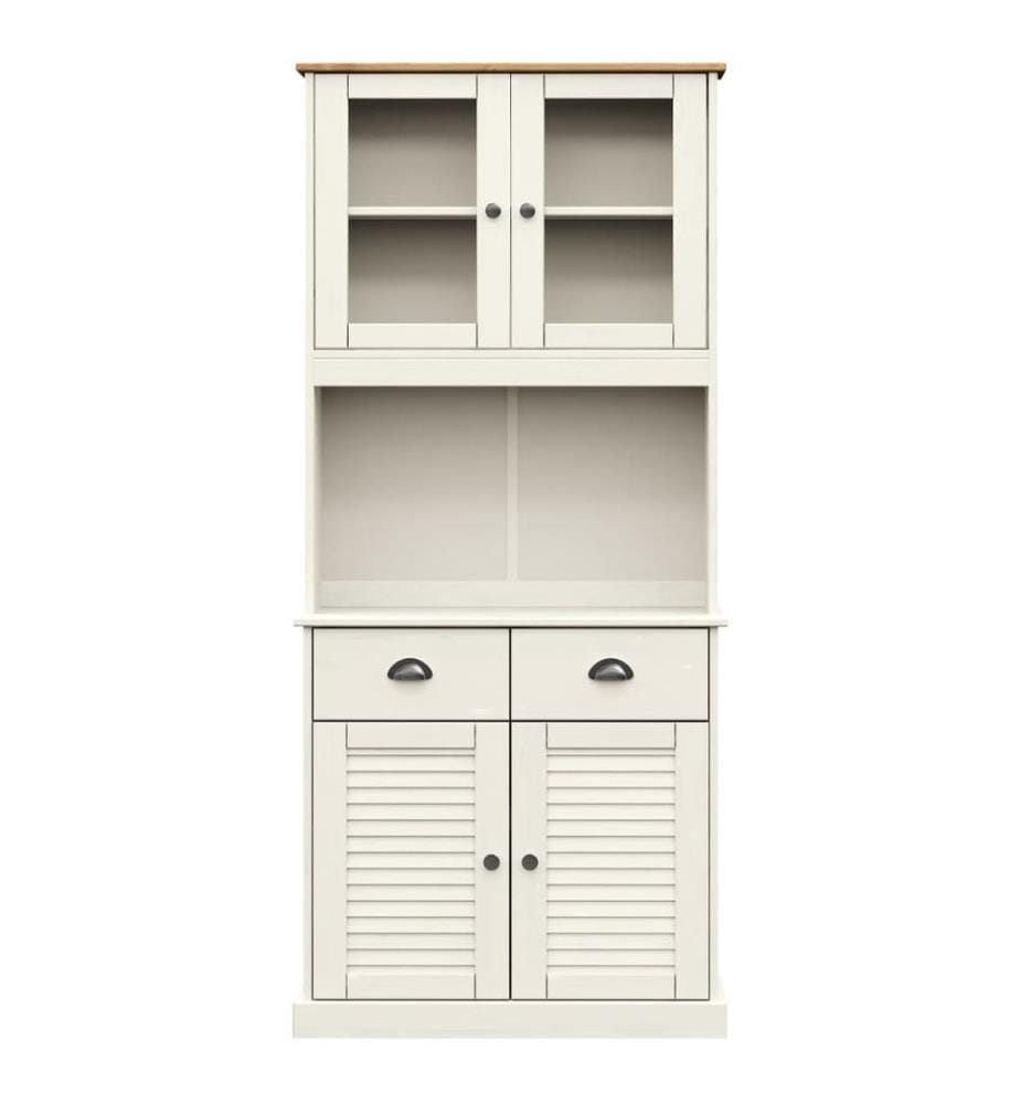 Buffet haut VIGO blanc 78x40x175 cm bois massif de pin