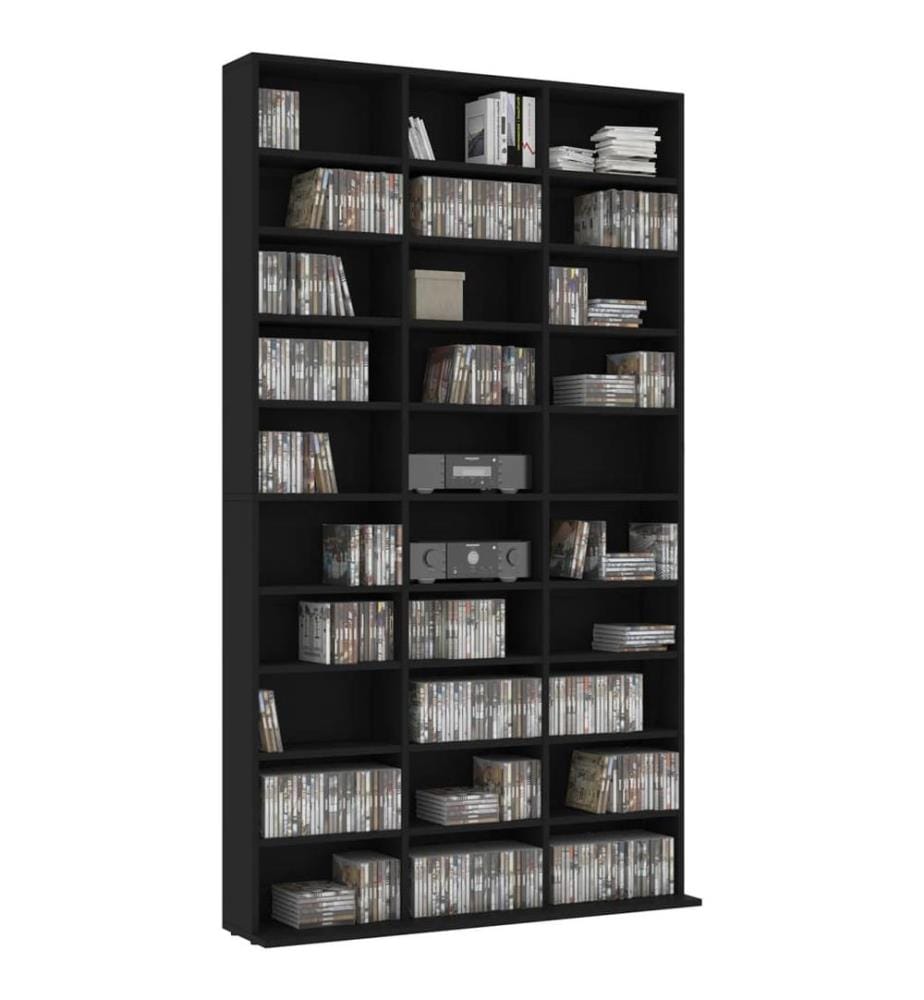 Armoire à CD Noir 102x16x177,5 cm Bois d'ingénierie