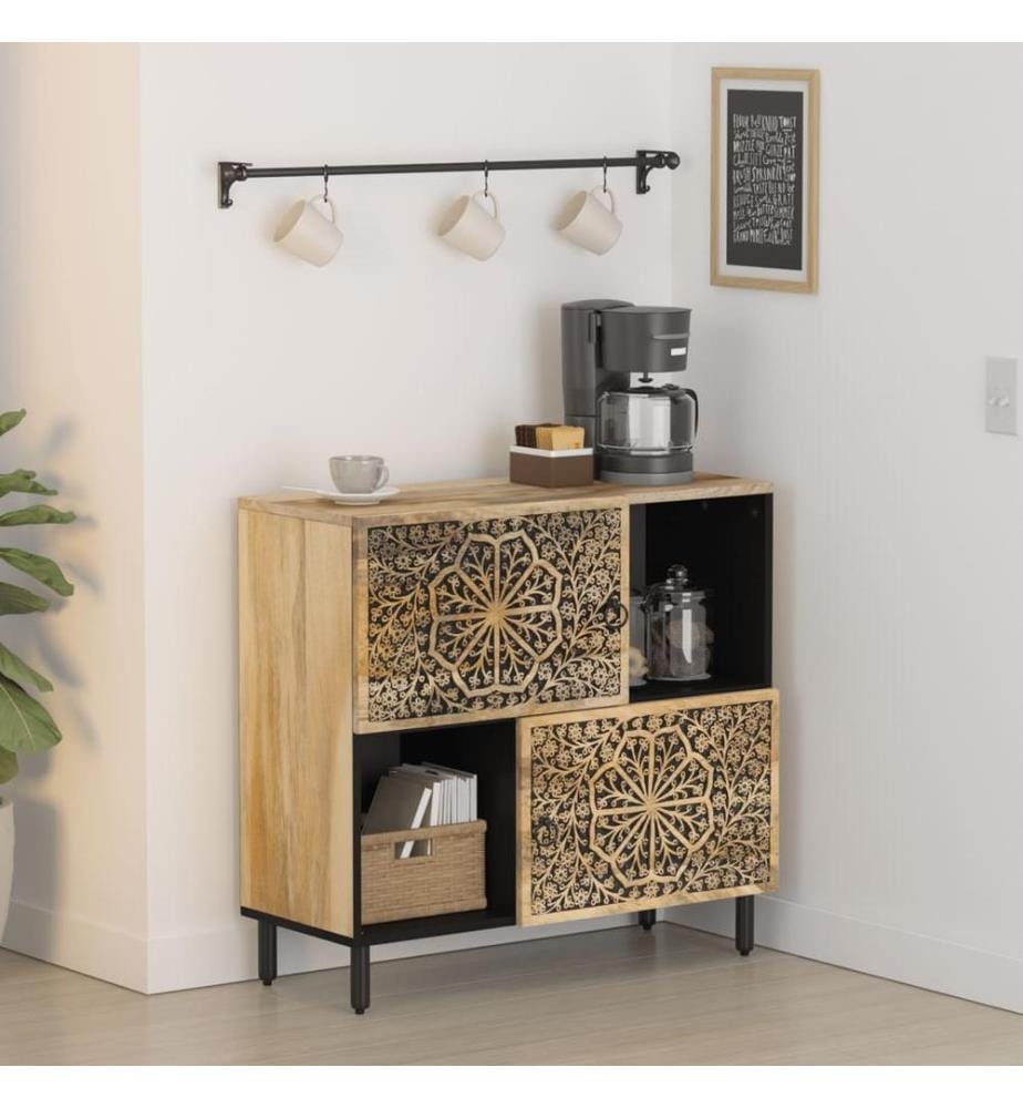 Beistellschrank 80x33x75 cm Massivholz Mango