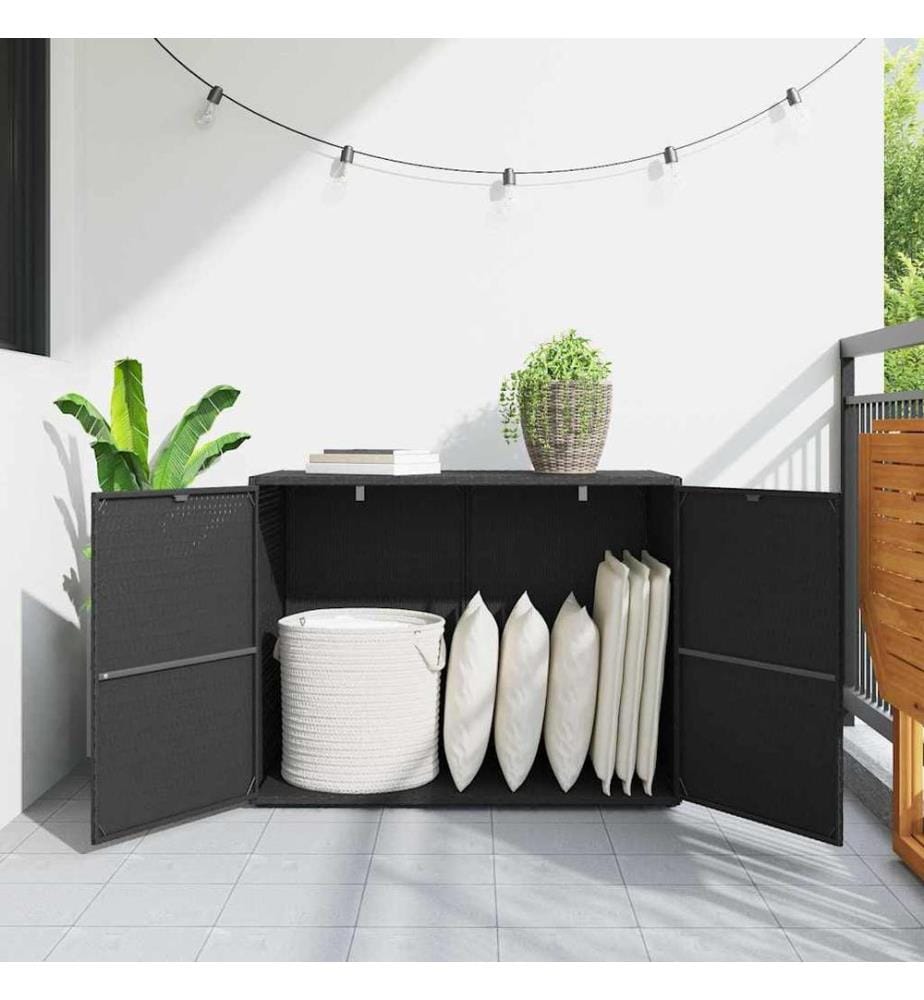 Gartenschrank Schwarz 100 x 55,5 x 80 cm Poly Rattan