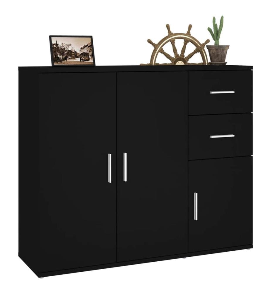 Sideboard Schwarz 91x29,5x75 cm Holzwerkstoff