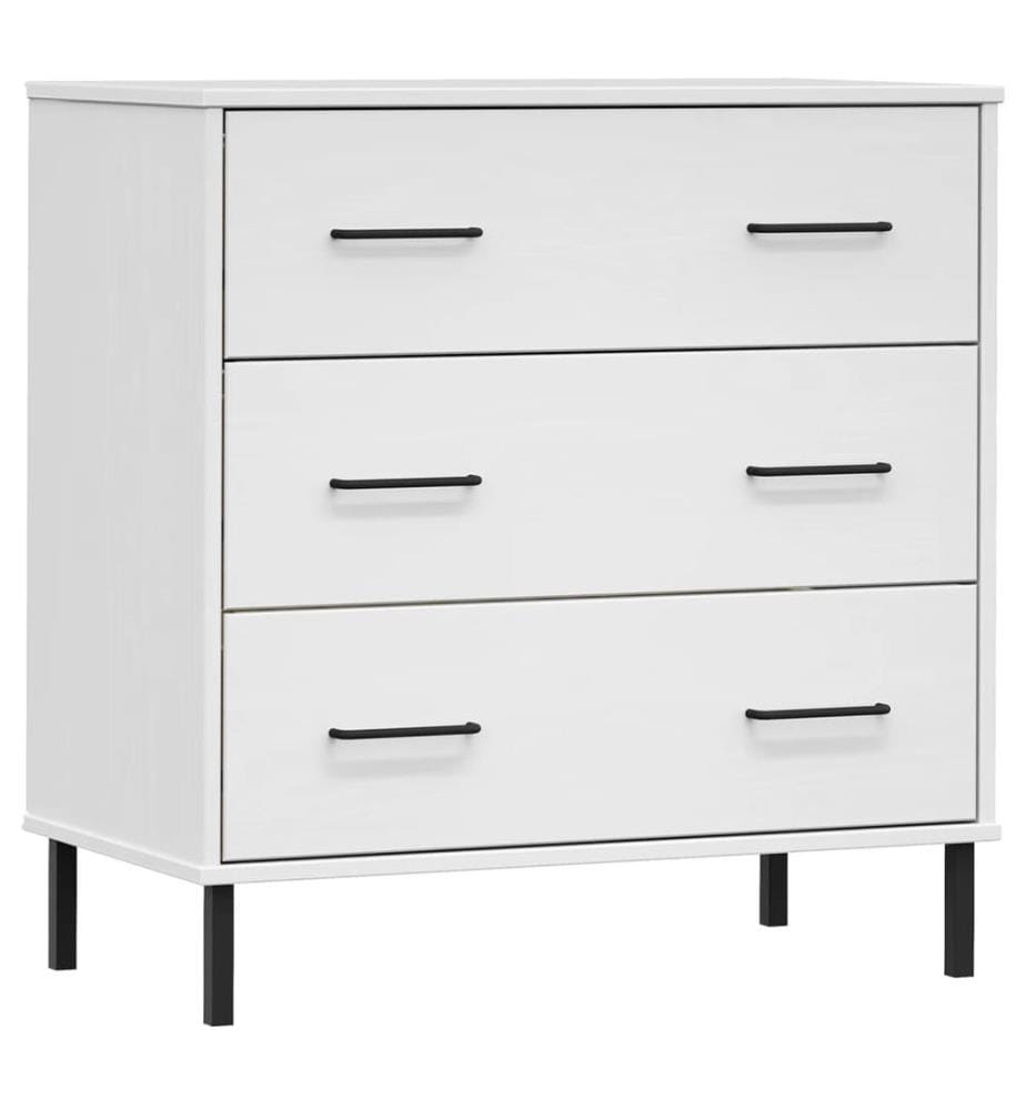Sideboard OSLO mit 3 Schubladen Weiss 77x40x79,5 cm Massivholz