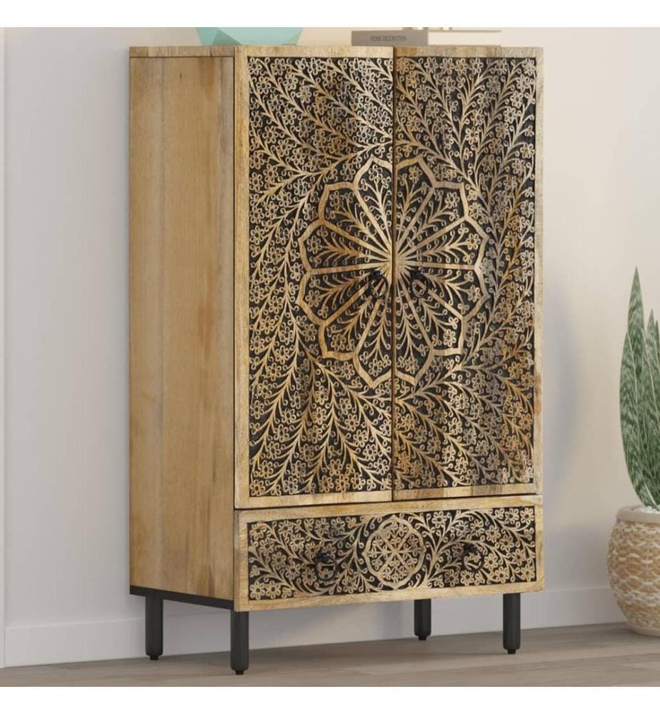 Highboard 60x33x100 cm Massivholz Mango