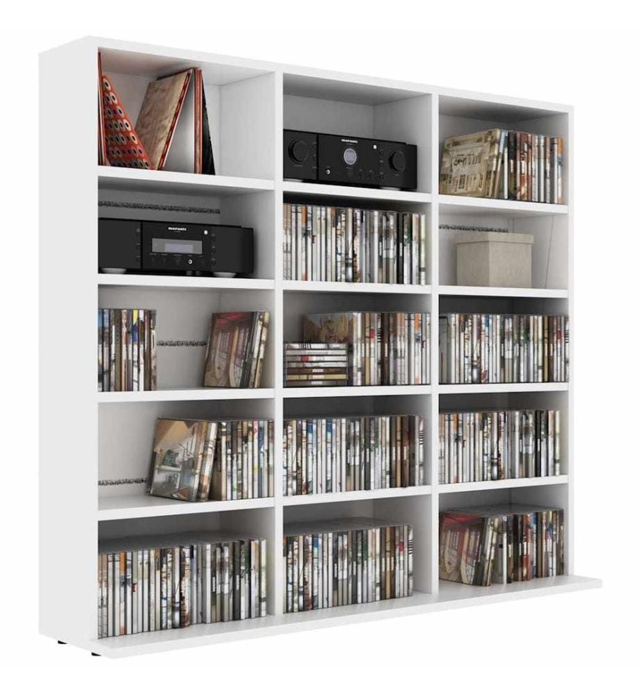 Armoire à CD Blanc 100x23x89,5 cm Bois d'ingénierie