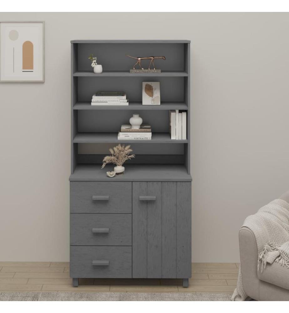 Highboard HAMAR Massivholz Kiefer Dunkelgrau