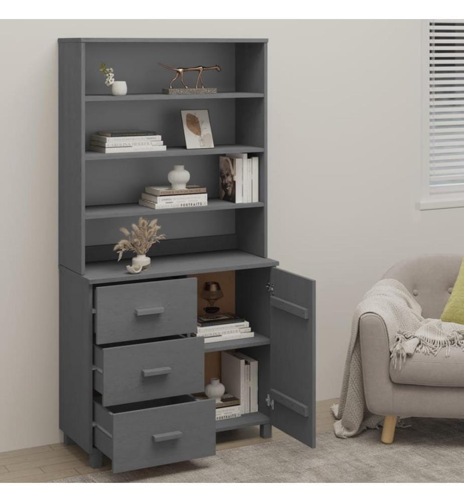 Highboard HAMAR Massivholz Kiefer Dunkelgrau