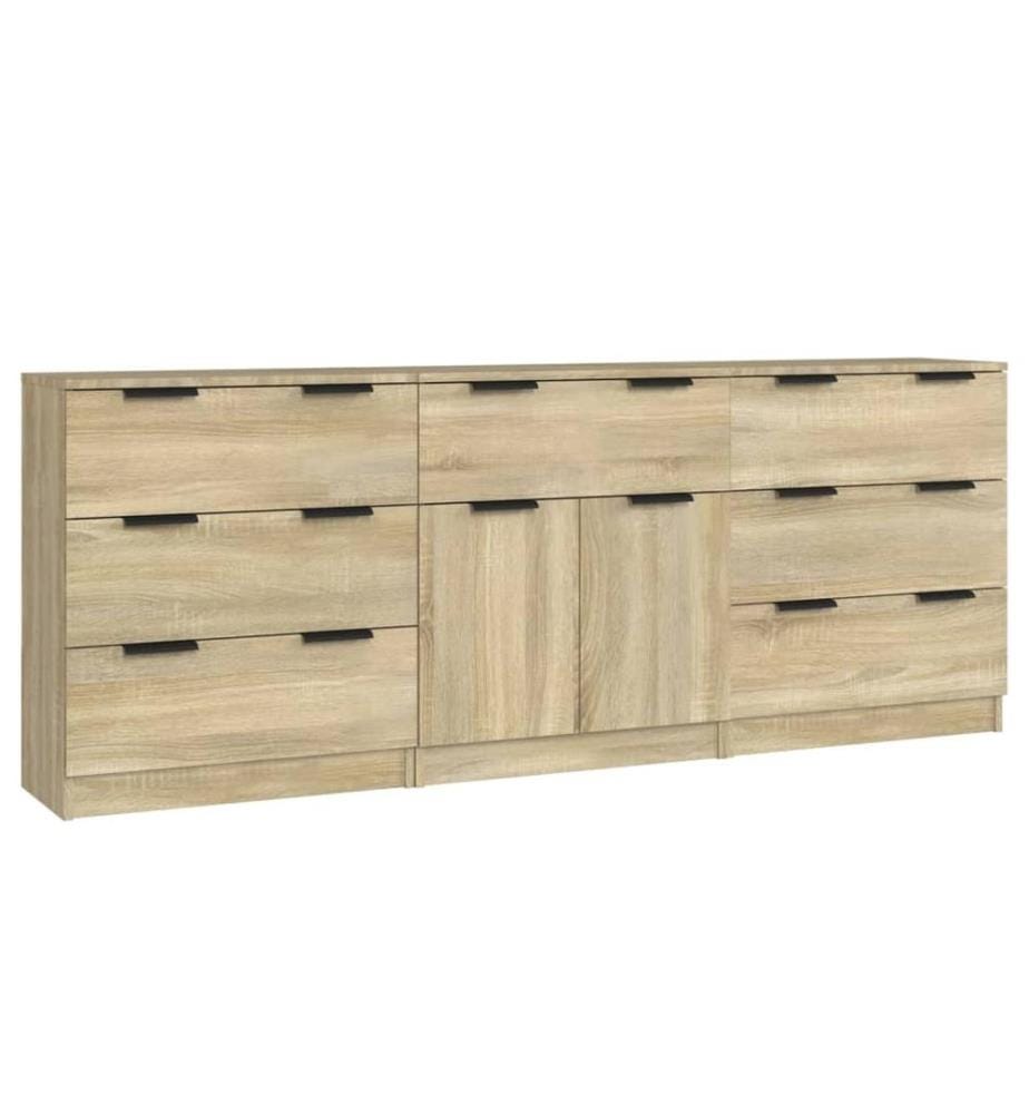 3-tlg. Sideboards Sonoma-Eiche Holzwerkstoff