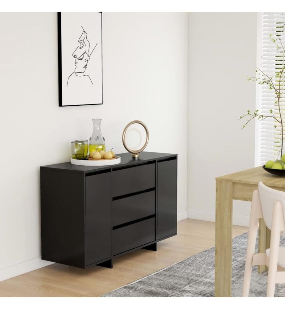 Sideboard mit 3 Schubladen Schwarz 120x41x75 cm Holzwerkstoff