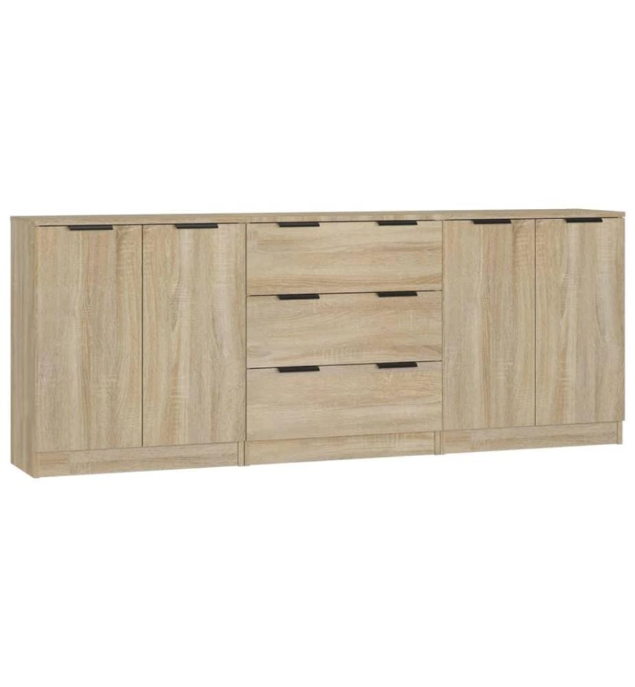 3-tlg. Sideboards Sonoma-Eiche Holzwerkstoff