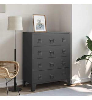 Commode à tiroirs Métal Style Industriel 78x40x93 cm Noir