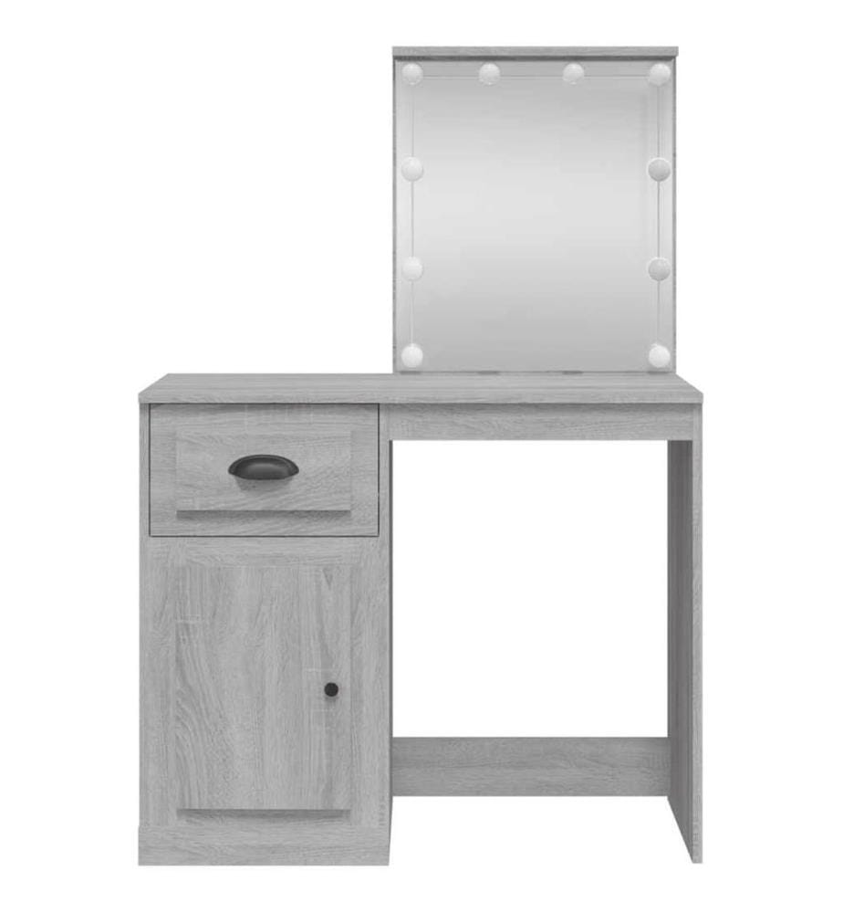Coiffeuse avec lumières LED sonoma gris 90x42x132,5 cm